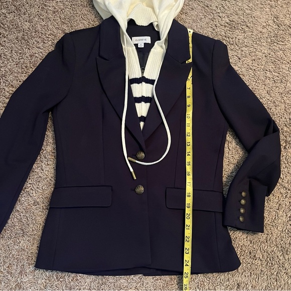 EVEREVE Navy White Removable Dickey 2 Button Dawson Blazer Sz XS Like New Preppy - Picture 11 of 15